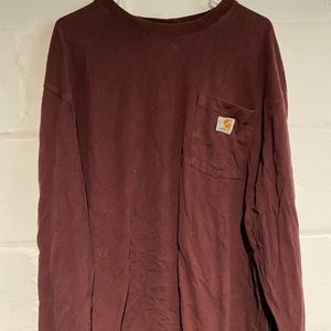 Long sleeve burgundy carhartt pocket t-shirt